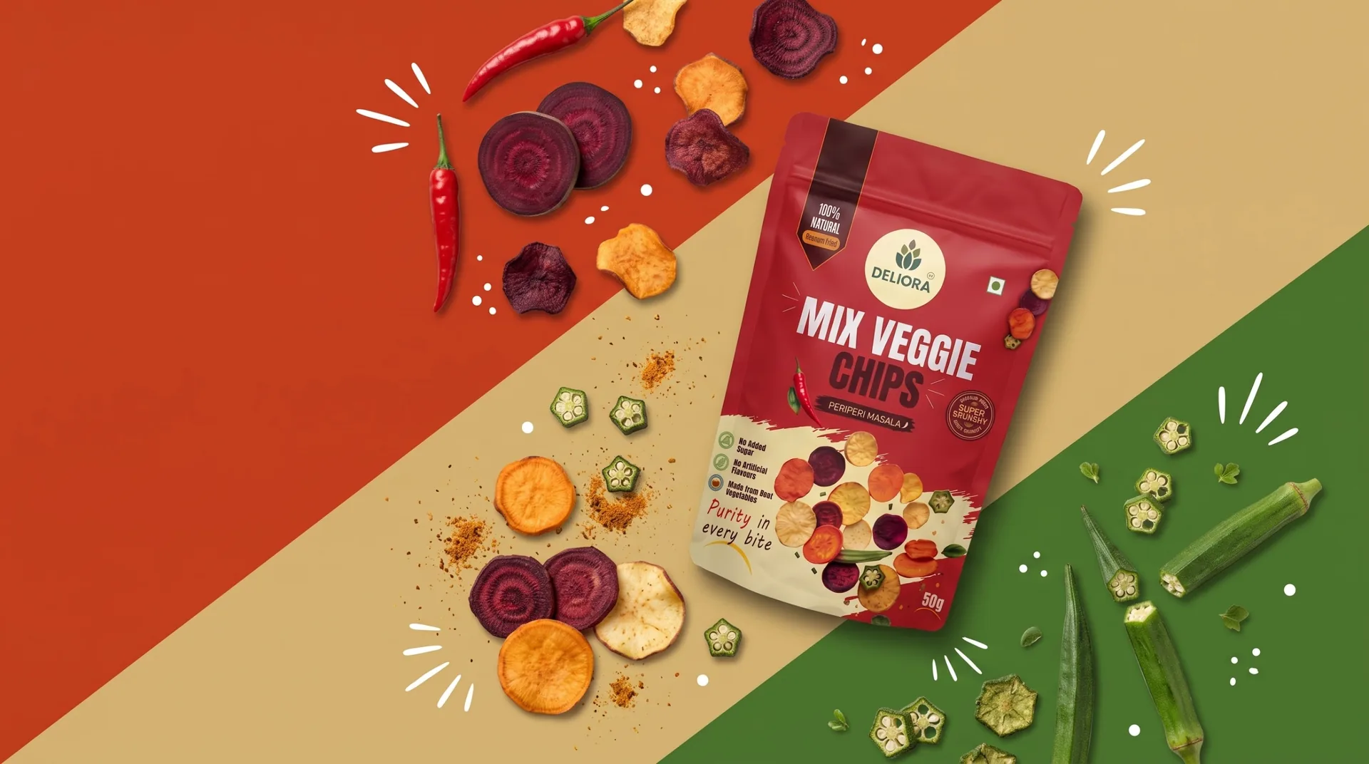 Deliora Mix Veggie Chips - Periperi Masala